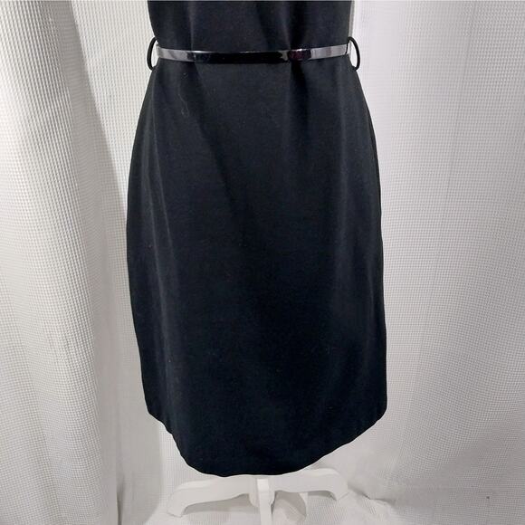 BANANA REPUBLIC! BLACK HEAVIER WEIGHT STRETCH, BELTED WAIST DRESS! SZ S - Picture 7 of 11